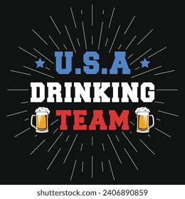 Usa drinking team beer drinking typography tshirt design 