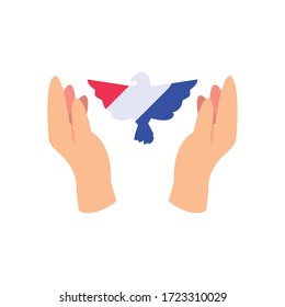 Usa eagle between stars flat style icon design, United states independence day country and national theme Vector illustration