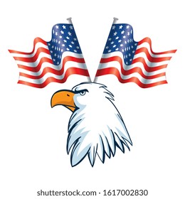 Usa eagle and flags design, United states america independence labor day nation us country and national theme Vector illustration