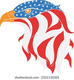 USA Eagle head american flag 4th of july t-shirt design