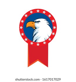 Usa eagle inside seal stamp design, United states america independence nation us country and national theme Vector illustration