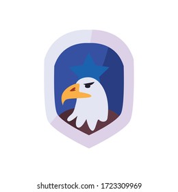 Usa eagle inside shield with star flat style icon design, United states independence day country and national theme Vector illustration
