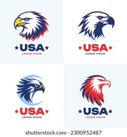 USA Eagle Logo Set. Premium Vector Design Illustration.