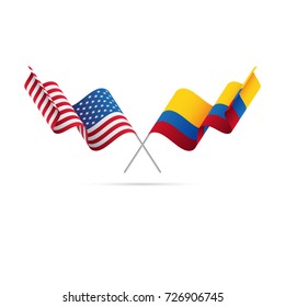 USA and Ecuador flags. Vector illustration.
