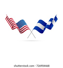 USA and El Salvador flags. Vector illustration.