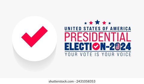 USA Election 2024 background design template. USA flag 2024 presidential election banner design. US presidential election voting poster. November 5 Vote day banner. vector illustration.
