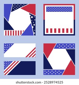 USA Wahl 2024 Rahmenset mit patriotischen Farben Vektorgrafik