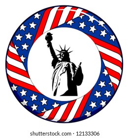 usa election button with the statue of liberty in the middle