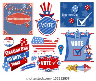 USA Election Day Vector Illustration Set