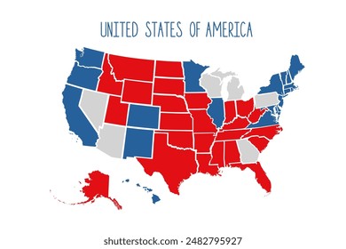 USA Election map. Voting presidential Election. Republicans and democrats map.