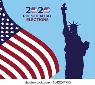 usa elections day poster with flag ans liberty statue vector illustration design