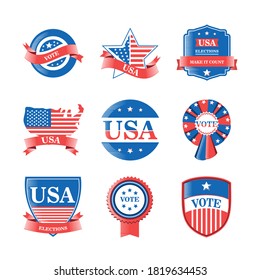 usa elections and vote detailed style icon set design, presidents day theme Vector illustration