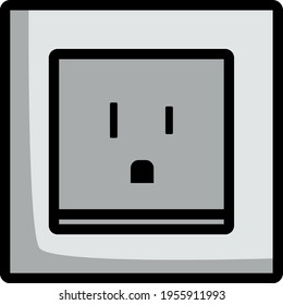 USA Electrical Socket Icon. Editable Bold Outline With Color Fill Design. Vector Illustration.