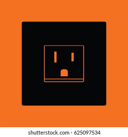USA electrical socket icon. Orange background with black. Vector illustration.