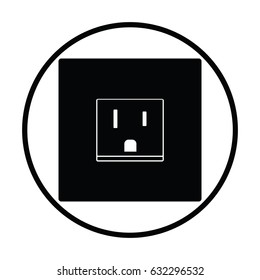 USA electrical socket icon. Thin circle design. Vector illustration.