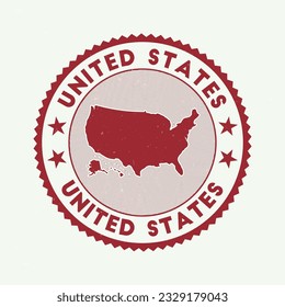 USA emblem. Country round stamp with shape of USA, isolines and round text. Amazing badge. Charming vector illustration.