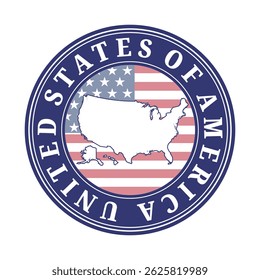 USA Emblem with Map and American Flag Background – Independence Day Vector Badge Design