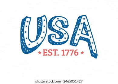 USA est 1776, 4th of July typography T shirt design