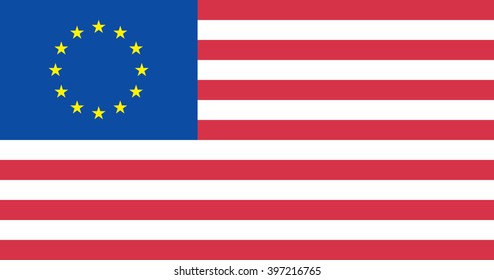 USA and EU flag merged resembling the Betsy Ross flag