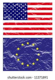usa and euro flag ,vector illustration