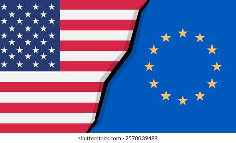 USA and European Union Flag vector. American versus European Union concept