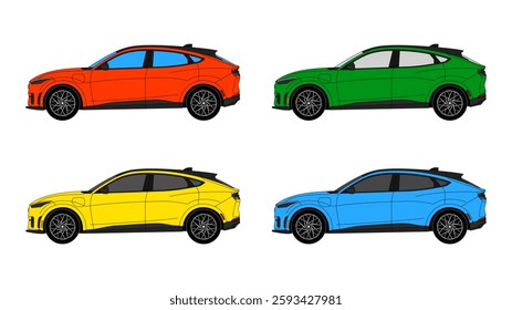 USA EV Car Vector Electric Speed Icon Vehicle Automobile Auto
