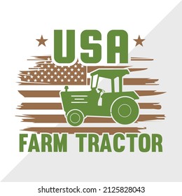 ilustración vectorial imprimible de USA Farm Tractor