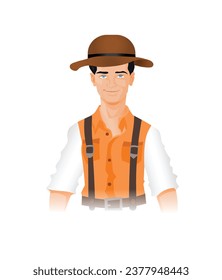 USA farmer with cowboy's  hat vector illustration