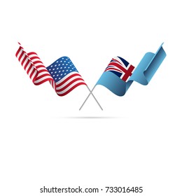USA and Fiji flags. Vector illustration.