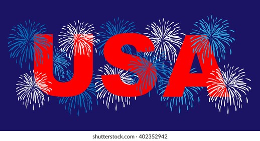 USA with fireworks