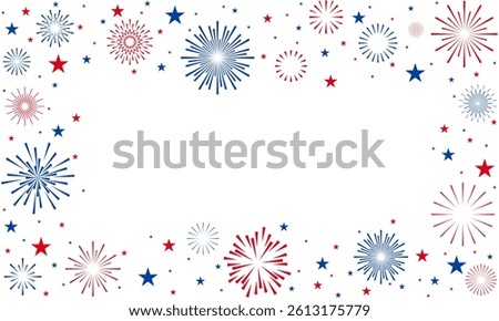 USA fireworks background, 4th July border, Independence Day