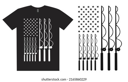 USA Fishing Flag T Shirt Design