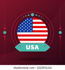 usa flag for 2022 qatar, world football cup tournament. isolated National team flag with geometric elements for 2022 soccer or football Vector illustration.