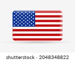 USA flag 3d icon. American national symbol. United Sates emblem. Vector illustration.
