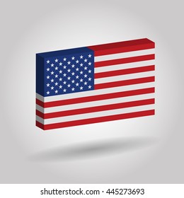 USA Flag 3D on gray background.