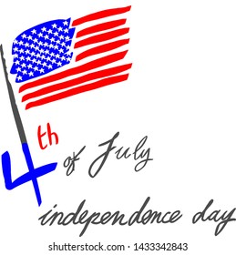 USA flag with 4th of july independence day letters  isolated.
Happy 4th of July USA Independence Day concept.
