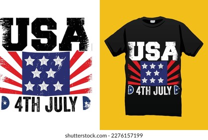 USA Flag 4th July Independence Day Typography T-shirt  Design Vector Template. Lettering Illustration And Printing for T-shirt, Banner, Poster, Flyers, Etc.