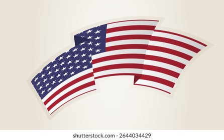 USA Flag in Abstract Ribbon Shape, National Symbol of the USA. This vector is ideal for use in national events, Independence Day, international sports competitions.