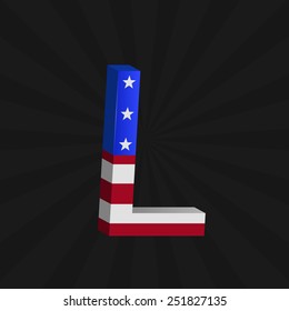 USA flag alphabet, Letter L. Vector illustration.