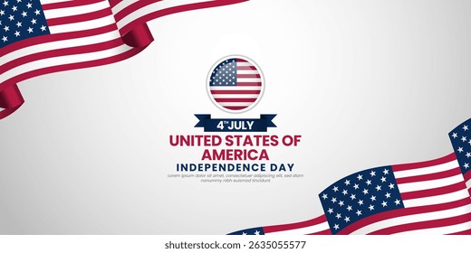 USA flag for America Independence day banner background 4 July design with realistic waving flag
