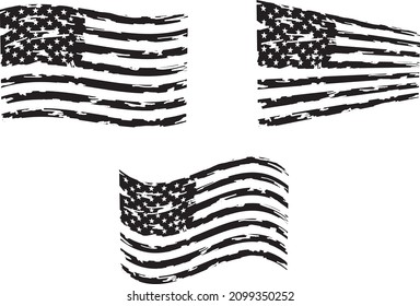  USA Flag.  American flag, army, military, veterans, navy, patriotic. Betsy Ross 1776 13 Stars Distressed US Flag on transparent background. American Flag brush stroke  