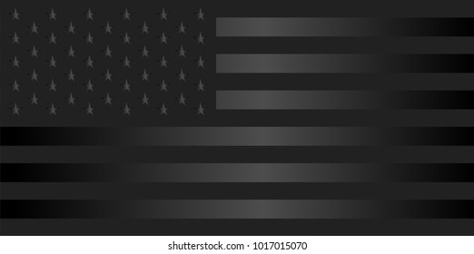 USA Flag, American, Black Metallic Color 