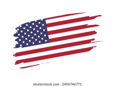 USA flag. American flag brush stroke. Vector illustration isolated on white background