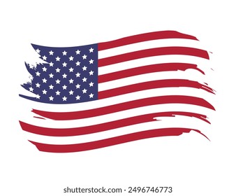 USA flag. American flag brush stroke. Vector illustration isolated on white background