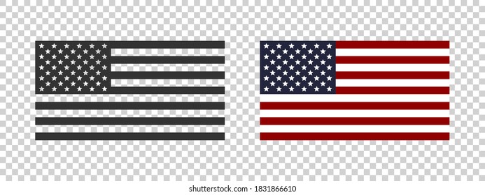 Bandera de Estados Unidos. El concepto de la bandera estadounidense. Banderas de EE.UU. sobre fondo transparente. Ilustración del vector