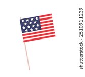 USA flag. American flag icon in flat style on white background. National flag. 