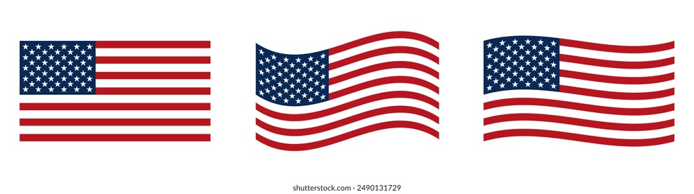 Bandera USA. Icono de la bandera americana. Estilo plano. Bandera de los Estados Unidos. Bandera estadounidense y símbolos nacionales.