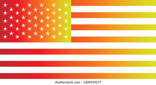 USA flag, American, metallic modern color  yellow
