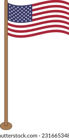 USA flag, American waving flag with stand, Original colors, high resolution vector