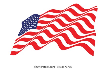 USA flag . American wavy flag . Vector illustration